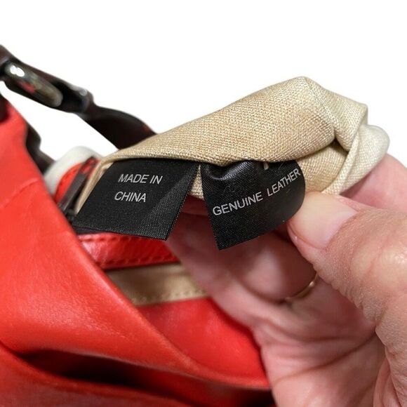 Francesco Biasia Hobo Leather Shoulder Hand Bag Purse Burnt Orange & Brown - Picture 13 of 14